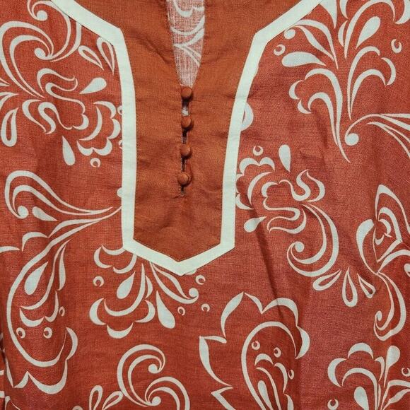 JM Collection Tunic Rust Orange White Top Womens 18w Long Shirt XL Ladies - Picture 4 of 8